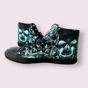 New Raad Skull Mandala High Top Sneakers Skater Urban Sz 10.5 M 12W